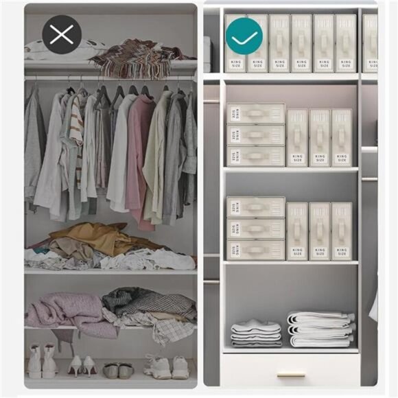 6 Pack Bed Sheet Storage Organizer Box with Window Label for King Queen Bedding - Picture 4 of 8